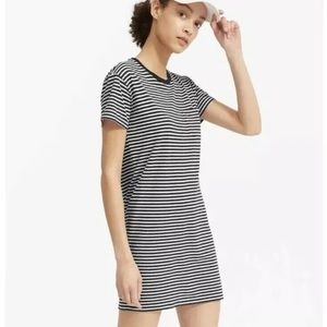Everlane Cotton Box-Cut Tee Dress Size M in Black Little Stripe